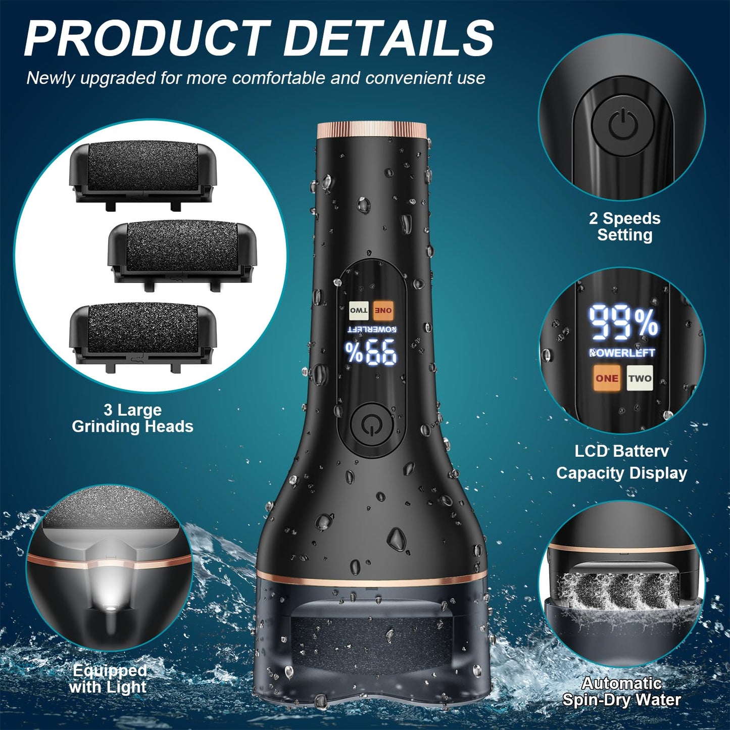 Electric Callus Remover for Feet Rechargeable Portable Electronic Foot File Pedicure Tools 16 In 1 Foot Callus Remover Kit Foot Scrubber Professional Foot Care To Remove Dead Skin Hard Skin Dry Cracks