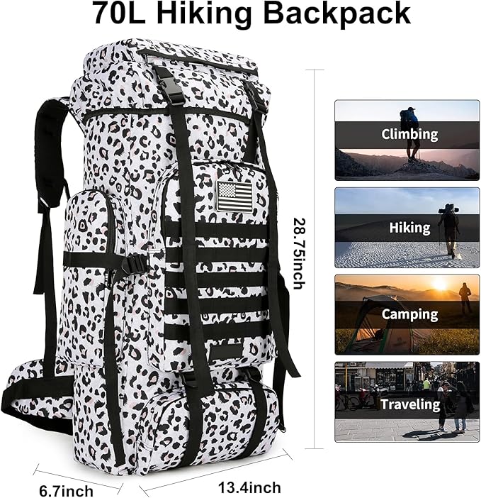 Hiking Backpack for Men 70L/100L Camping Backpack Military Rucksack Molle 3 Days Assault Pack for Climbing