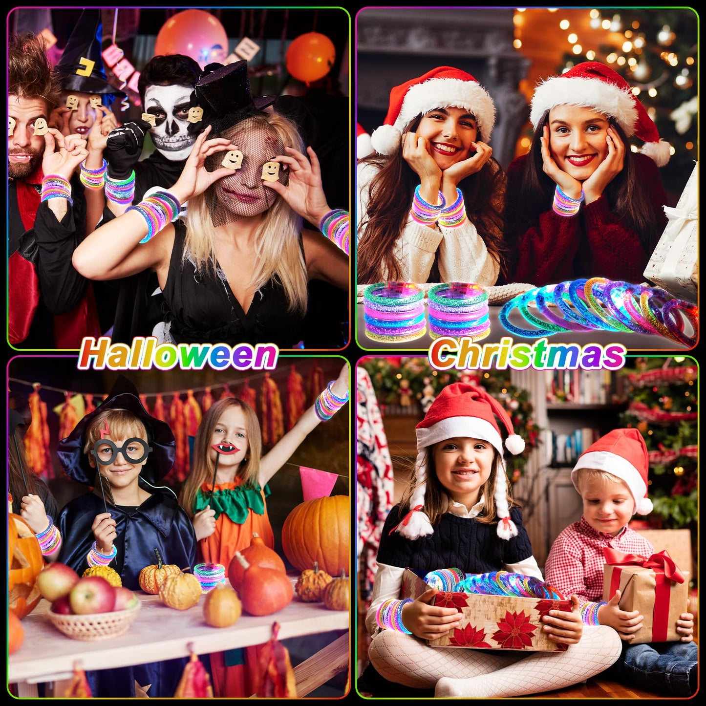 OLUPP 90 Pack Glow Bracelets, Glow in the Dark Party Supplies, 6 Color LED Light Up Bracelets for Adults & Kids Birthday Party Favors, Concert, New Year, Carnival, Raves