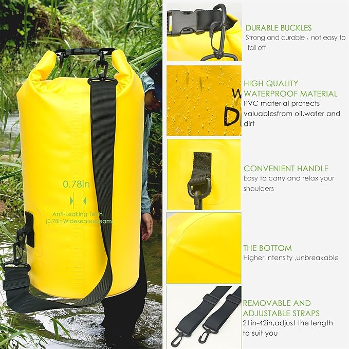Waterproof Dry Bag Backpack 5L/10L/20L/30L/40L, Roll Top Floating Waterproof Storage Bags for Kayaking, Boating, Swimming, Hiking, Camping and Fishing