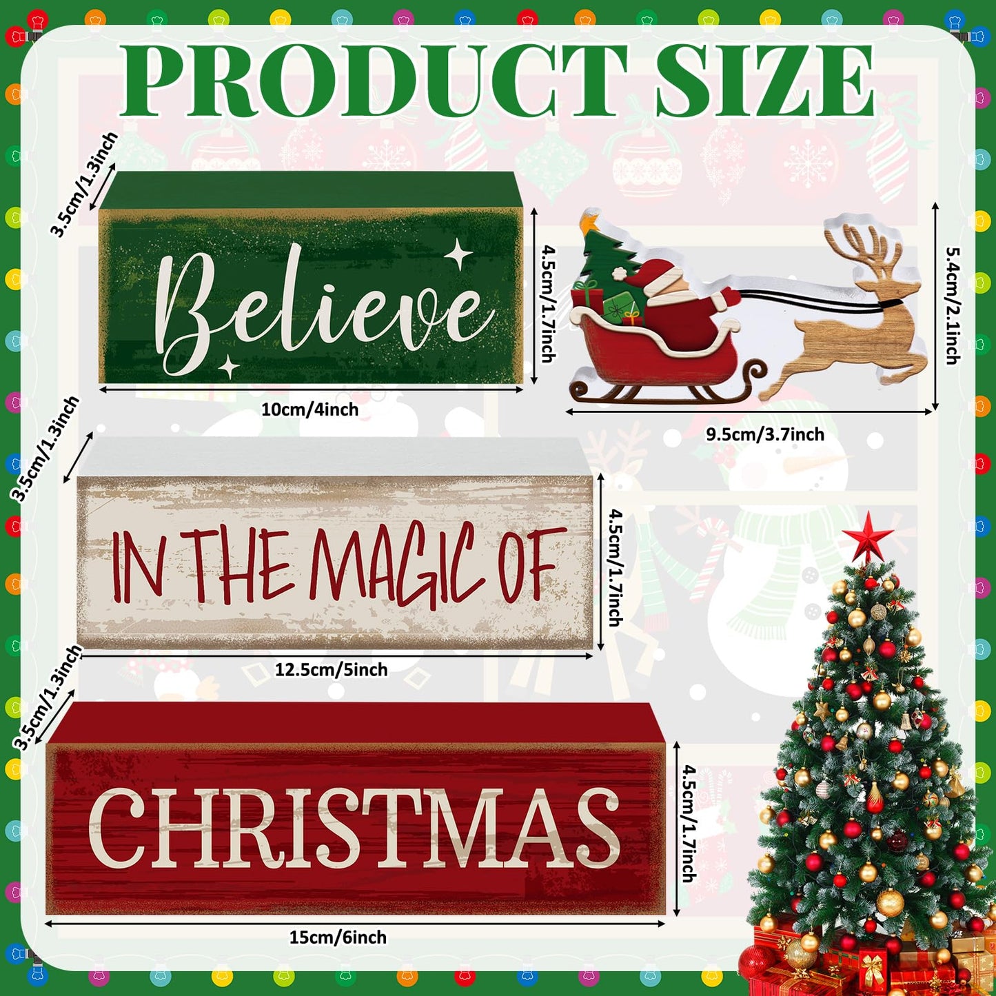 Lineshading 4 Pcs Christmas Table Decoration Wooden Santa Claus Decor Christmas Tiered Tray Decor Decorative Santa Claus Elk Block Sign Gift Farmhouse Xmas Table Centerpiece for Home Kitchen Shelf