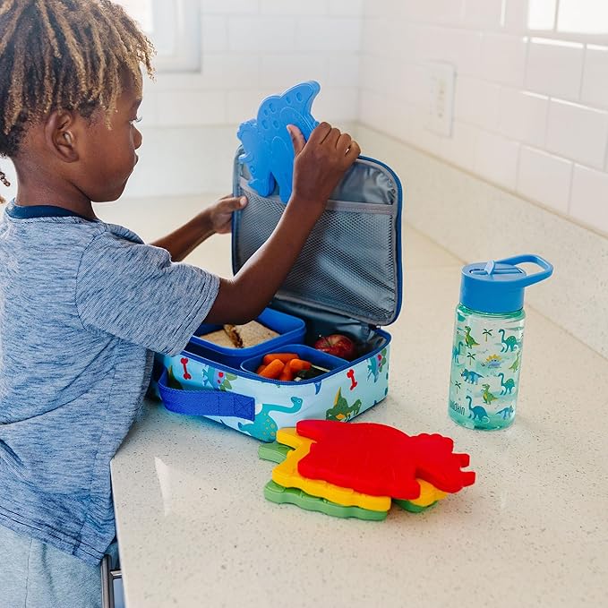 Wildkin Kids Ice Packs (4 Packs) for Boys & Girls, Perfect for Daycare & Preschool Slim & Reusable Ice Packs, Keep Lunches Fresh & Cool for School & Travel, Portable Ice Packs for Kids (Dinosaur)