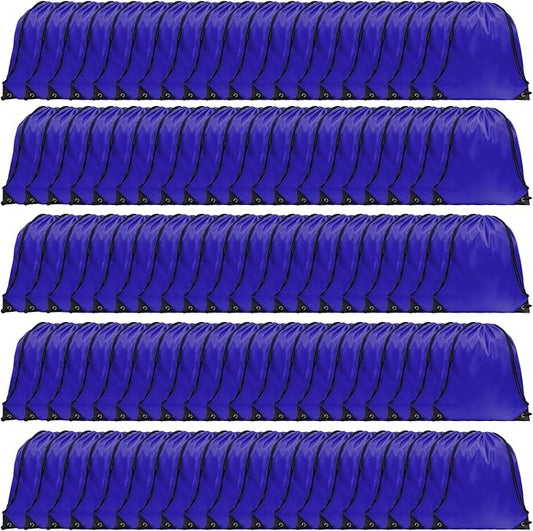 GoodtoU Nylon Backpacks - Drawstring Bags for Sport, Traveling, Team (Blue, 100Pcs)