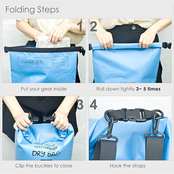 Waterproof Dry Bag Backpack 5L/10L/20L/30L/40L, Roll Top Floating Waterproof Storage Bags for Kayaking, Boating, Swimming, Hiking, Camping and Fishing
