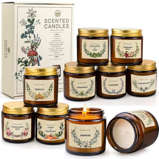 YINUO LIGHT 10 Pack Candles for Home Scented Aromatherapy Candles Gifts Set for Women, Natural Soy Wax Amber Candles Set, Birthday, Mother's Day, Christmas, Anniversary Present
