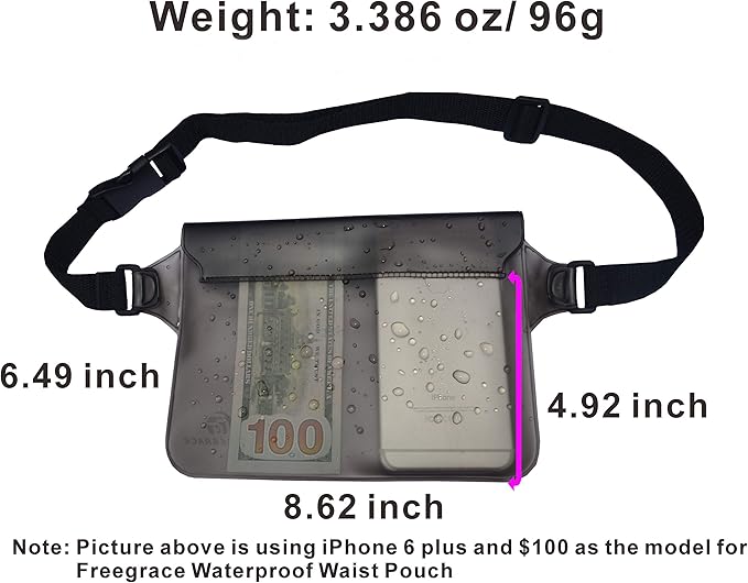 Waterproof Pouches with Waist Strap / Pouch Case Bundle Set- Keep Your Phone & Valuables Dry and Safe - Waterproof Dry Bags for Boating Swimming Snorkeling Kayaking Beach Water Parks Pool