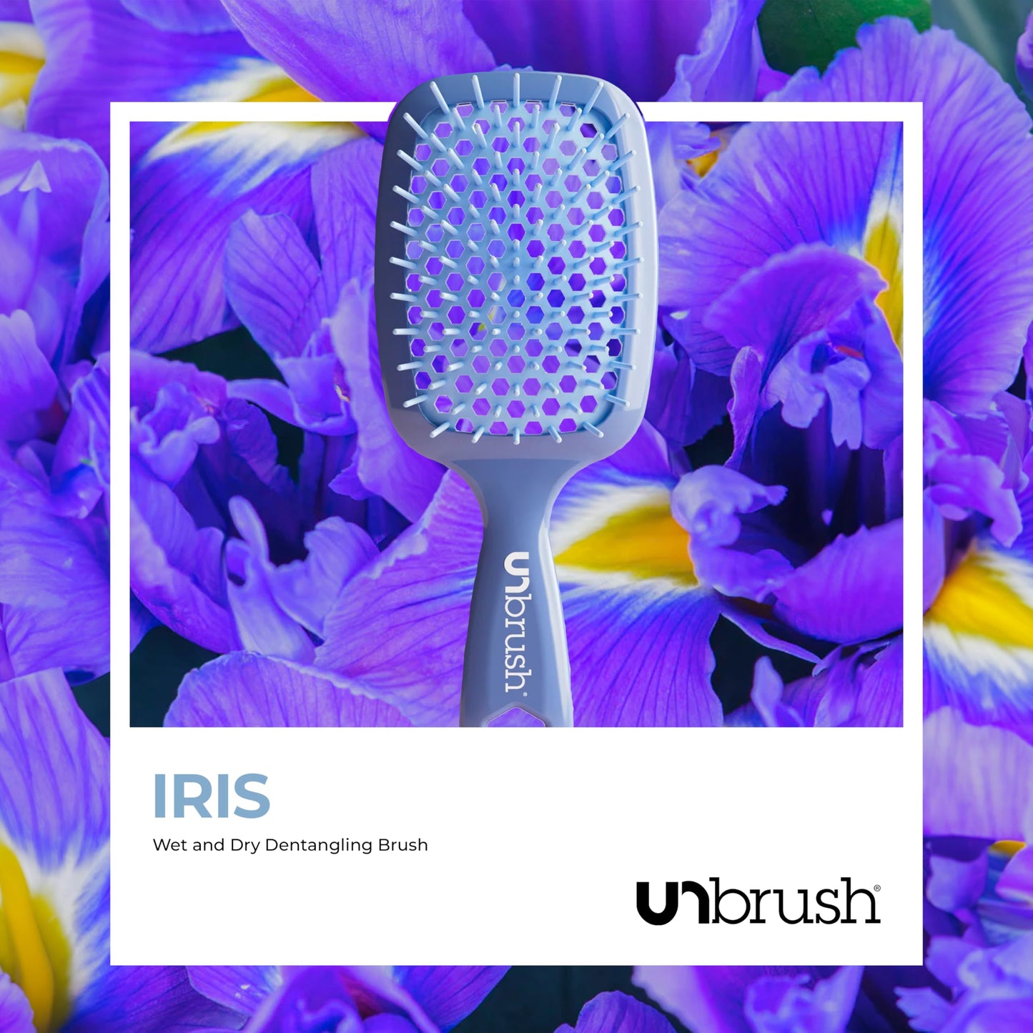 FHI Heat UNbrush Detangling Brush for Pain-Free Brushing on All Wet or Dry Hair Types — Durable DuoFlex Anti-Static Bristles, Lightweight Handle, Vented Hair Brush, Iris Dark Blue