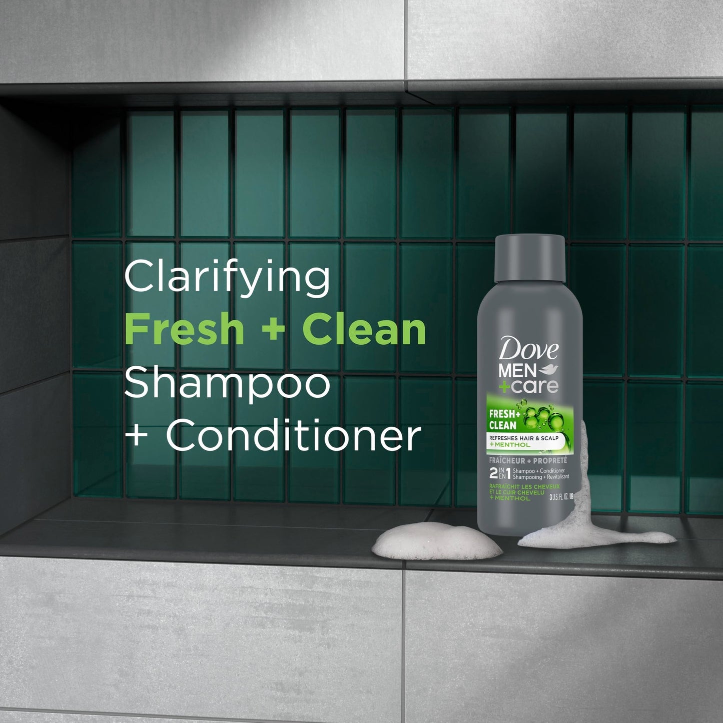 DOVE MEN + CARE Fortifying 2 in 1 Shampoo and Conditioner Fresh and Clean with Caffeine for Normal to Oily Hair Helps Strengthen Thinning Hair 3 oz