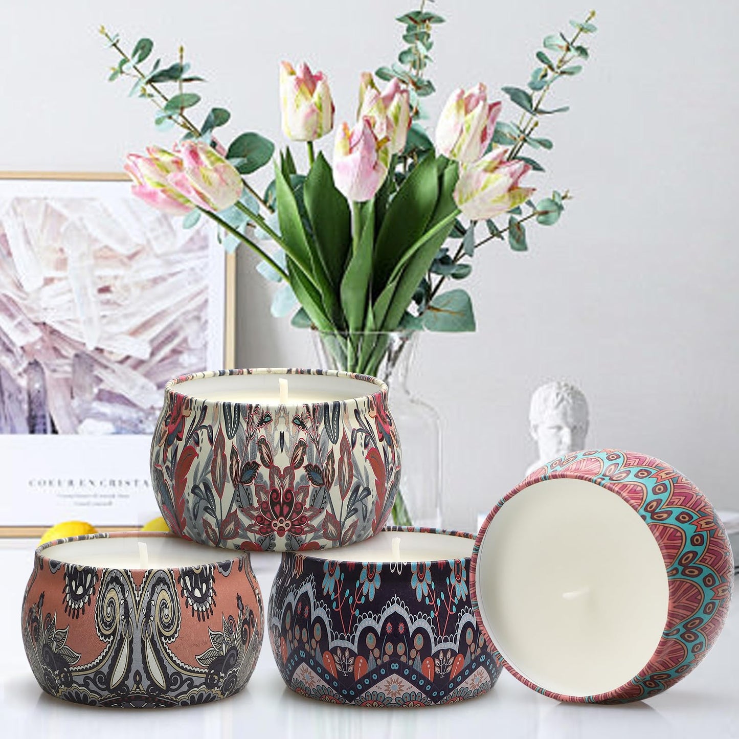 Scented Candles Gift Set, Candles Gifts for Women, 4 Pack 4.4 oz Aromatherapy Candles, Stocking Stuffers for Women, Stress Relief Gifts for Girlfriend, Teacher, Mom, Anniversary, Birthday, Christmas