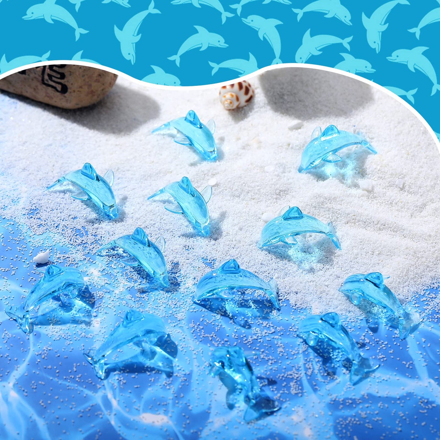 Taiyin 125 Pcs Acrylic Dolphins Cupcake Toppers Blue Dolphin Figurines Birthday Party Decorations Dolphin Cake Topper for Sea Nautical Mermaid Themed Birthday Party Favors Baby Shower Decorations