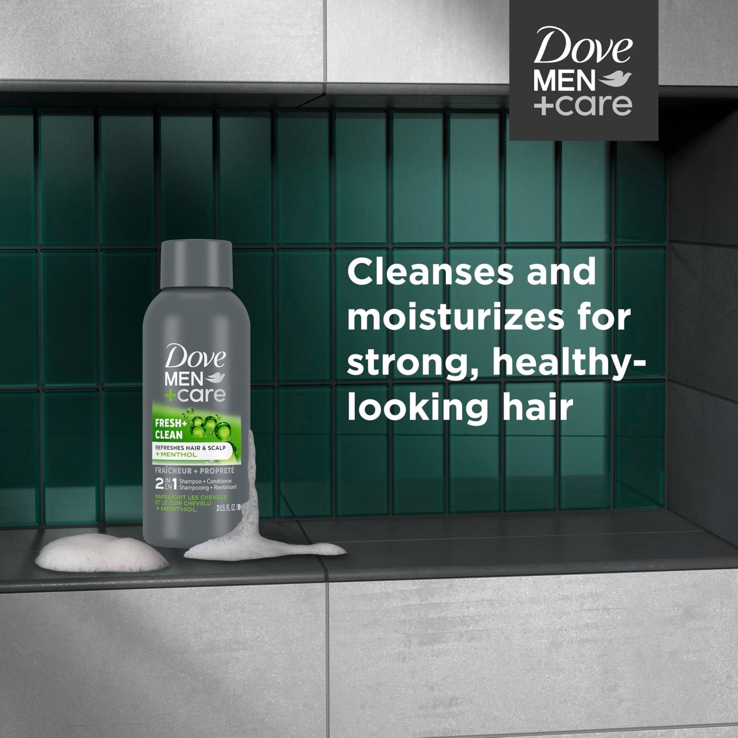 DOVE MEN + CARE Fortifying 2 in 1 Shampoo and Conditioner Fresh and Clean with Caffeine for Normal to Oily Hair Helps Strengthen Thinning Hair 3 oz