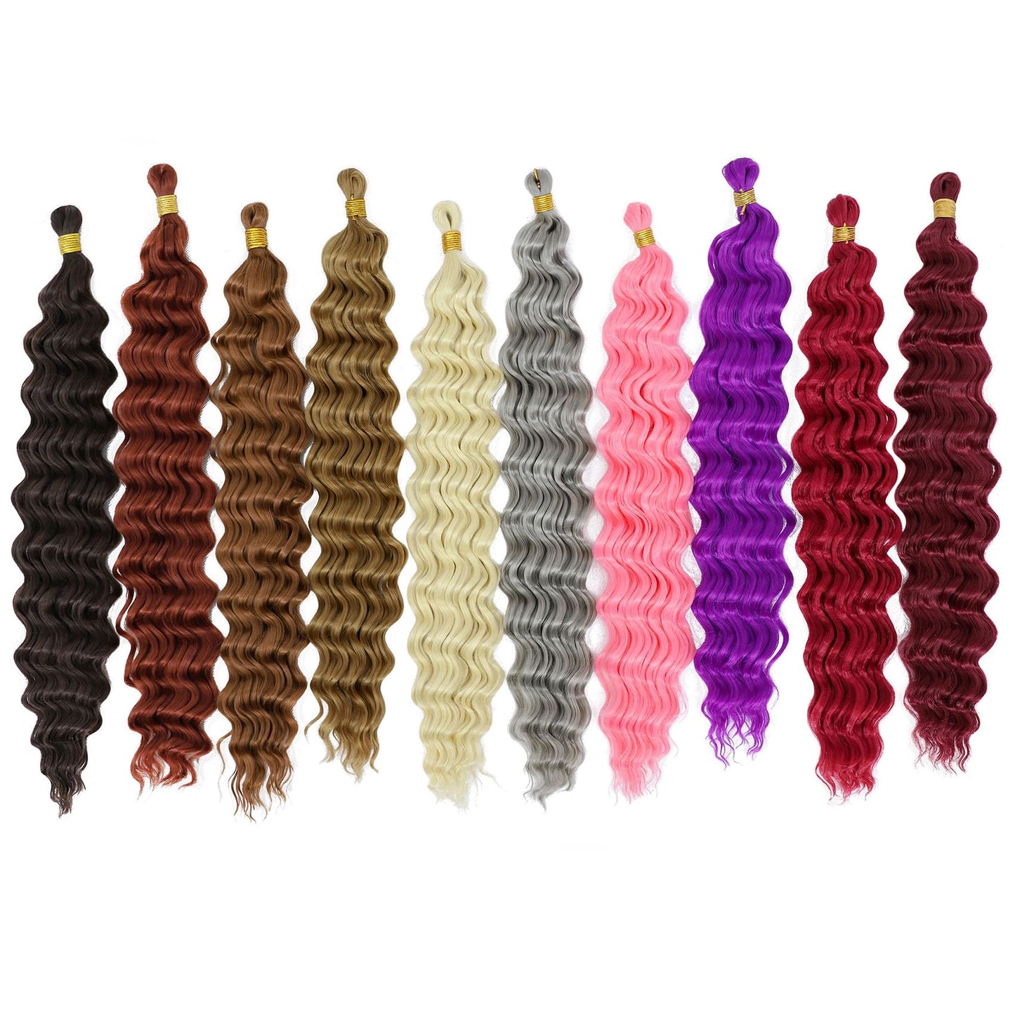 EERYA Long Curly Braiding Hair 18 Inch 2 Packs Red Ocean Wave for Black Women Deep Wave Braiding Hair for Boho Braids (18 inch, Red)