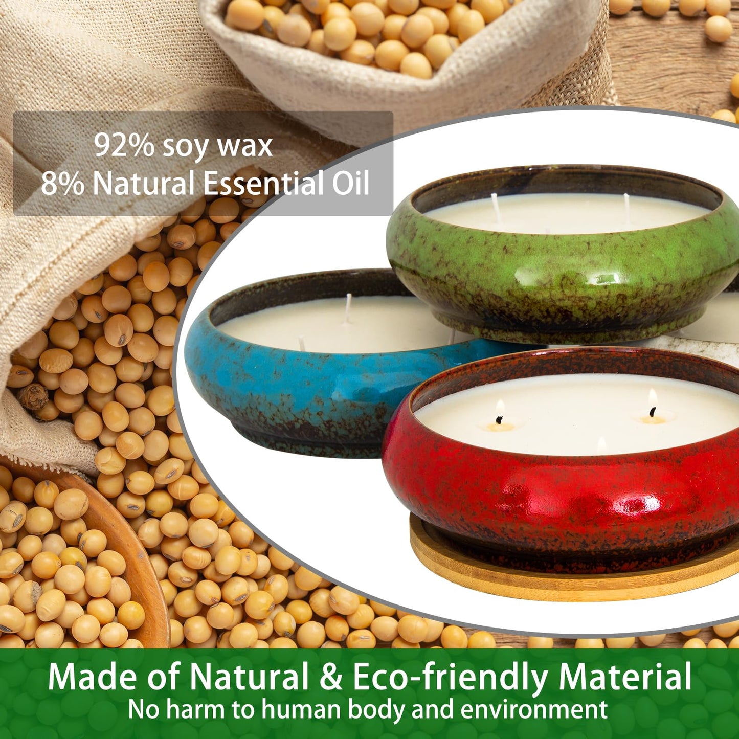 Scented Candles - 3 Wick Large Peppermint Candle for Home Scented, 17 oz Aromatherapy Candle Gifts for Women, Decorative Natural Soy Candles with Long Lasting for Mother's Day Birthday Anniversary