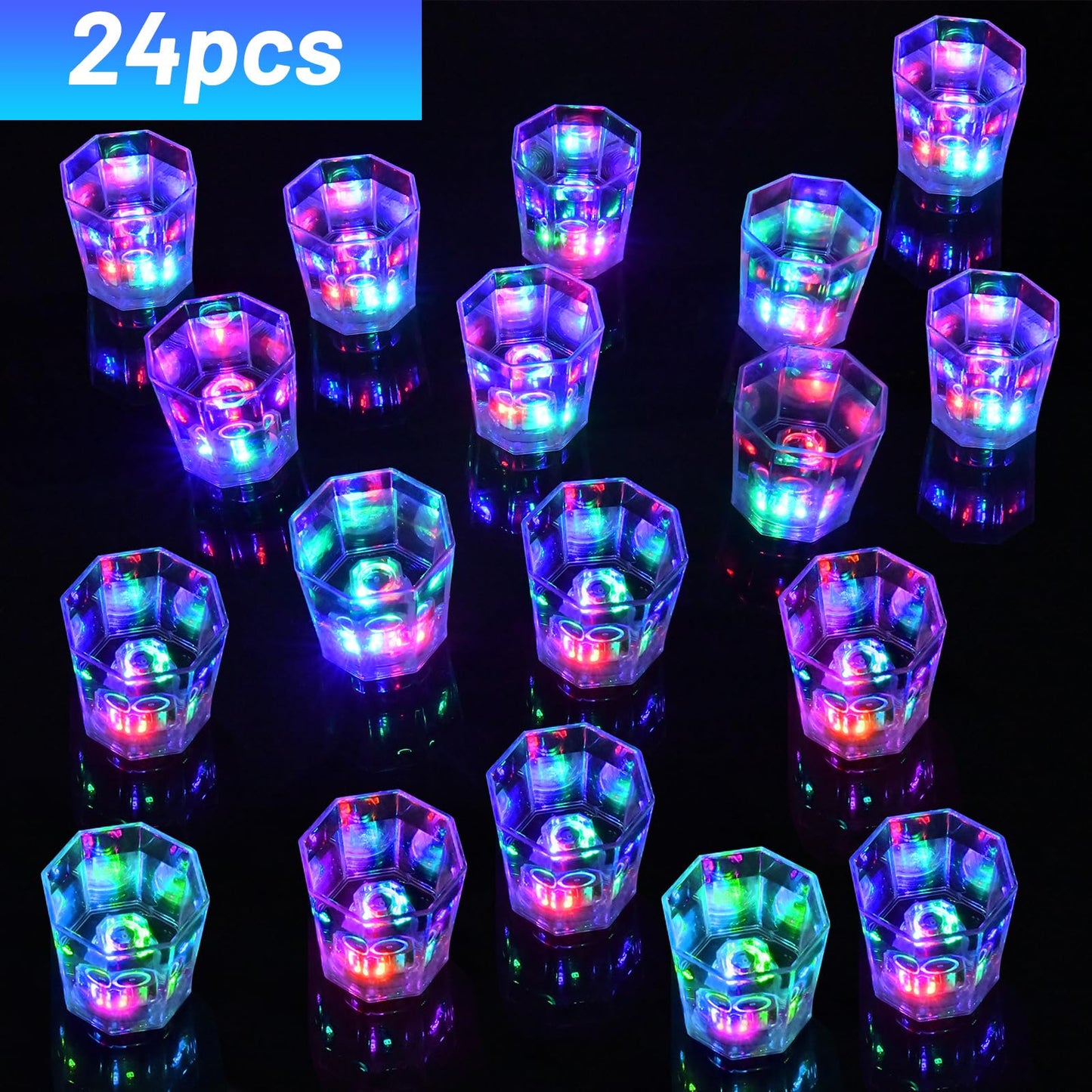 Esdabem Light Up Shot Glasses Set of 24 Party Favors Adults Funny Shot Glasses Led Shot Glasse Glow in the Dark Party Shot Glass Party Cups Decorations for Birthday Wedding Bachelorette Parties