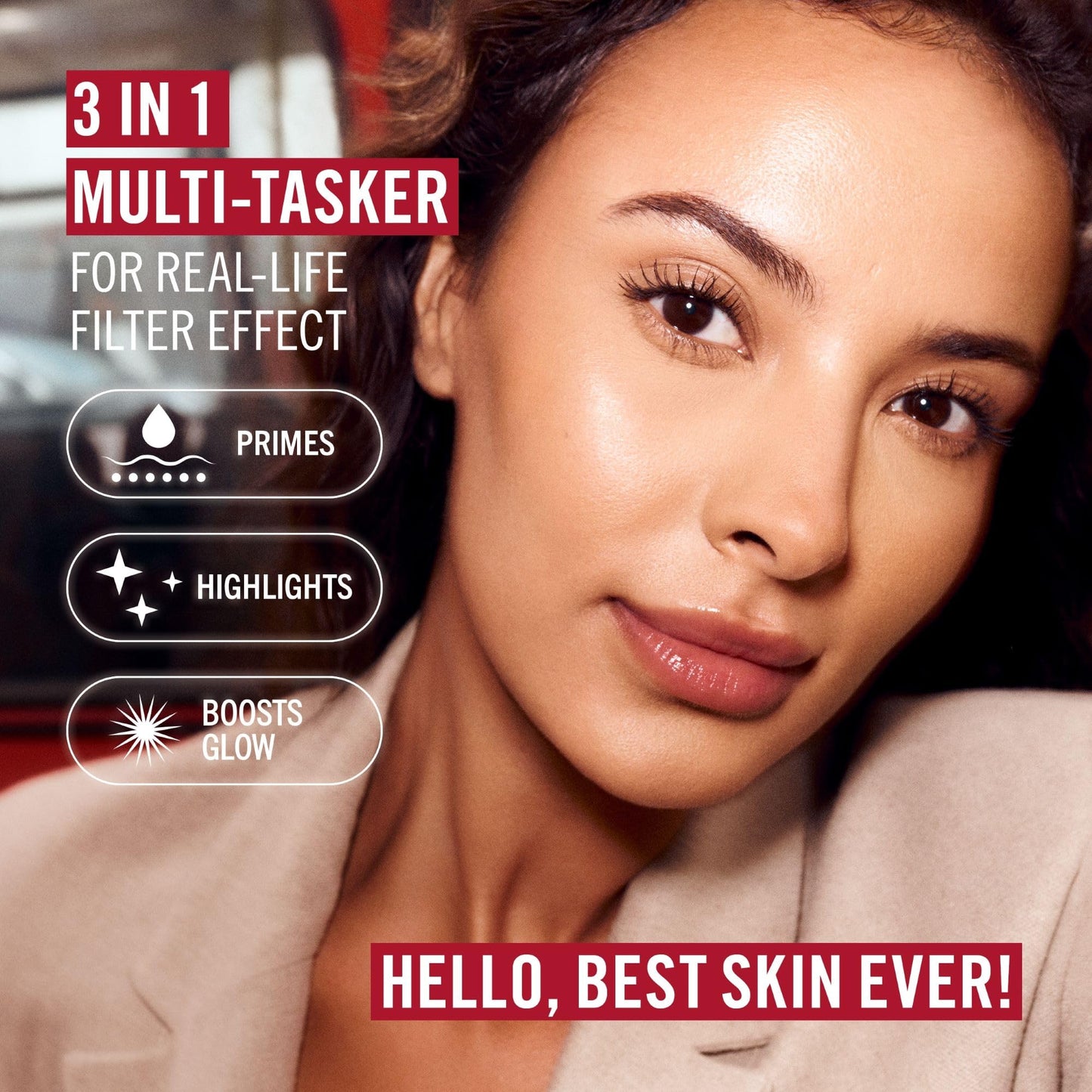 Rimmel Multi-Tasker Better Than Filters, 006 Medium Deep, Face Primer, Glow Booster and Highlighter, Vegan Formula, Anti-Ageing Benefits, Light-Reflecting Pigments, Giant Soft-Touch Wand, 1oz