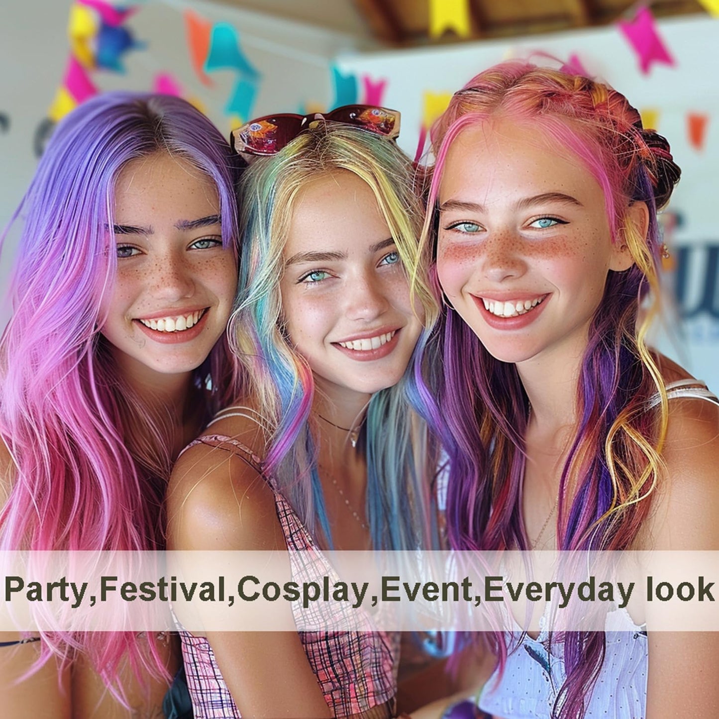 SPRINGSUGAR Pink Temporary Hair Chalk Comb, Washable Hair Color Dye for Girls Kids Adults Birthday Halloween Christmas Cosplay Festivals Hair DIY Party