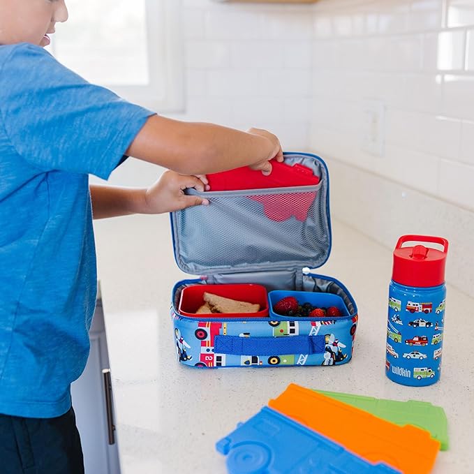 Wildkin Kids Ice Packs (4 Packs) for Boys & Girls, Perfect for Daycare & Preschool Slim & Reusable Ice Packs, Keep Lunches Fresh & Cool for School & Travel, Portable Ice Packs for Kids (Fire Truck)