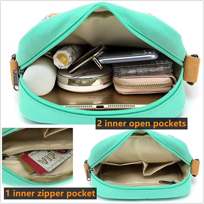 Leaper Girls Crossbody Purses for Kids 2 PCS Cross Body Bag Women Messenger Bag Girls Canvas Bag Cross Body Purse Set