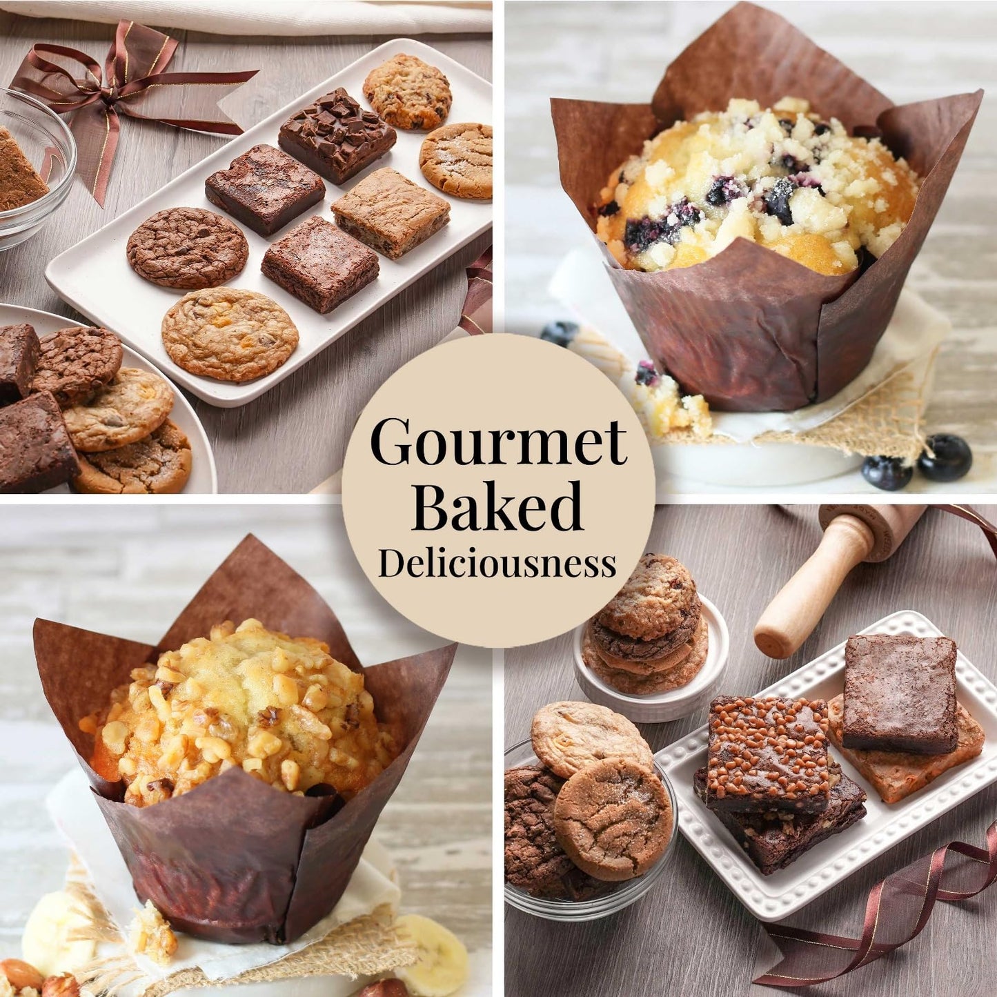 Broadway Basketeers Cookies Gift Baskets for Delivery Fresh Baked Gourmet Cookies and Brownies, Individually Wrapped Edible Care Package for Mom, Grandpa, Families, Holiday Gifts, Christmas, Coworkers