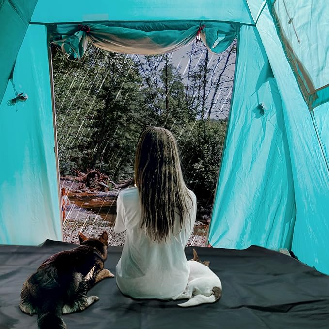 Waterproof Camping Tent Tarp PU 3000, Multifunctional Ultralight Tent Footprint with Drawstring Carrying Bag for Picnic, Hiking, Backpacking, Hammock, Beach