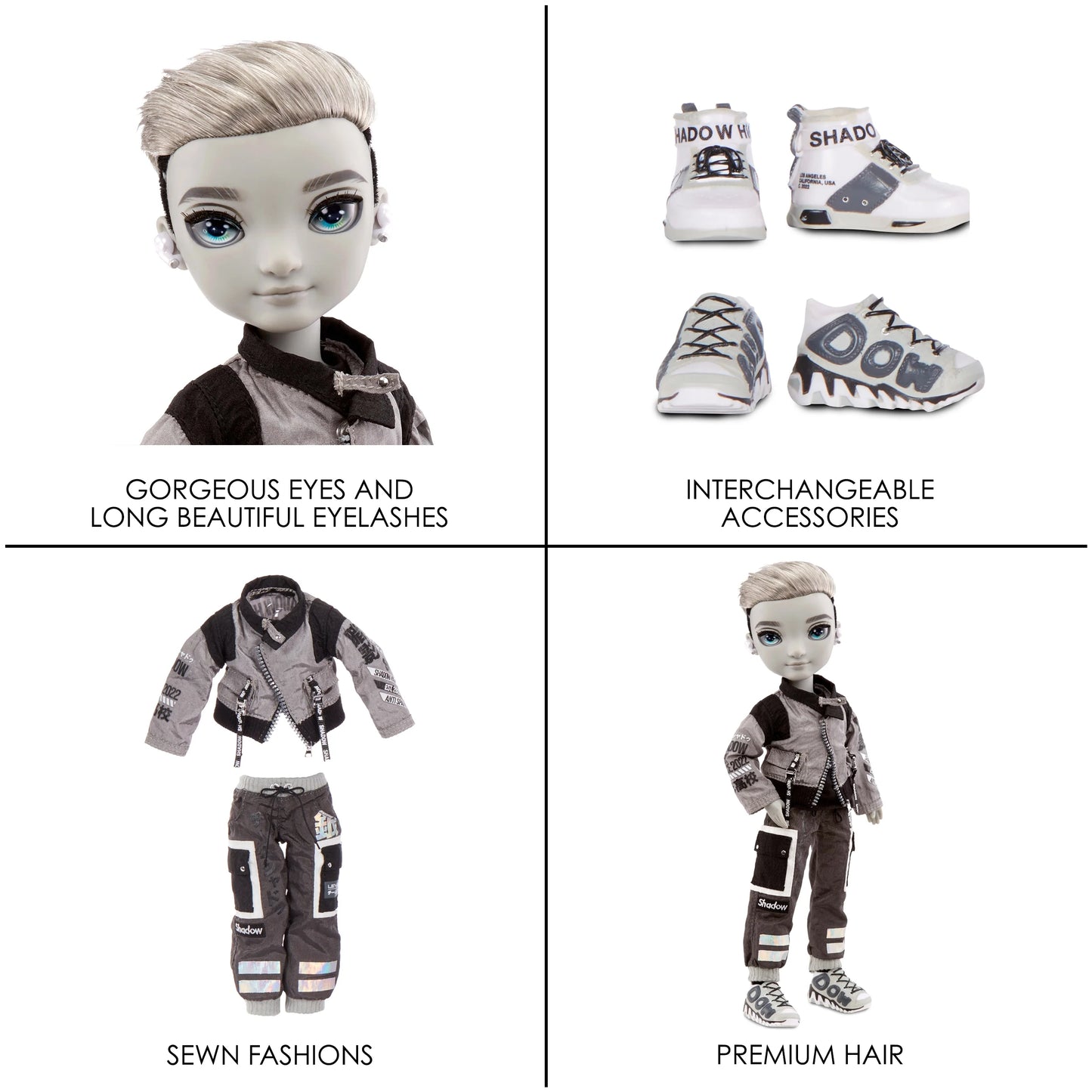 Shadow High Series 1 Ash Silverstone- Greyscale Boy Fashion Doll. 2 Silver Designer Outfits to Mix & Match with Accessories, Great Gift for Kids 6-12 Years Old and Collectors