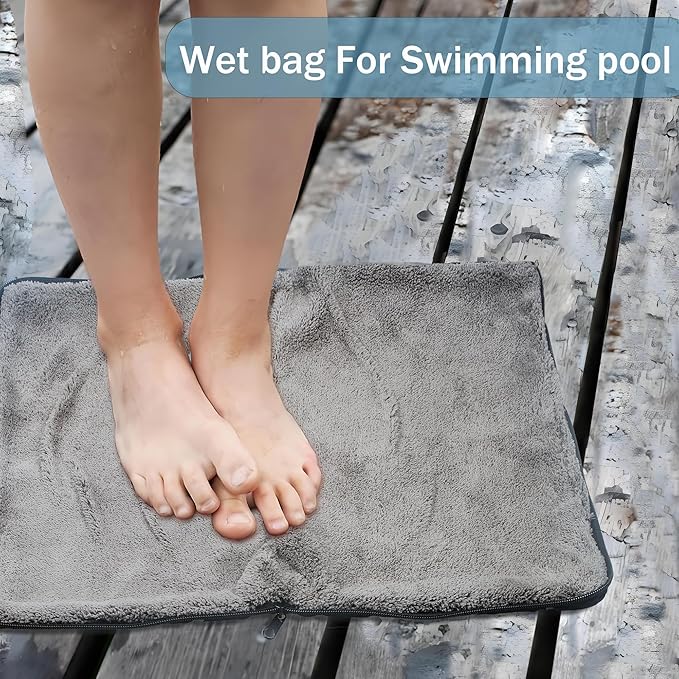 Wet Dry Bags with Embedded Towel Portable Sack Bags with Oxford zipper for Swimsuit Umbrella Wet Cloth