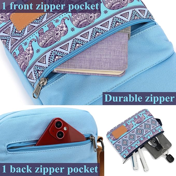 Leaper Girls Crossbody Purses for Kids 2 PCS Cross Body Bag Women Messenger Bag Girls Canvas Bag Cross Body Purse Set