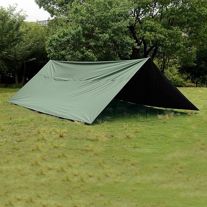 Wind Tour Portable Multifunctional Outdoor Camping Traveling Awning Backpacking Tarp Sunshade Lightweight UV Protection and PU 3000mm Waterproof Rain Fly Tarp Shelter (118 * 118 inches)