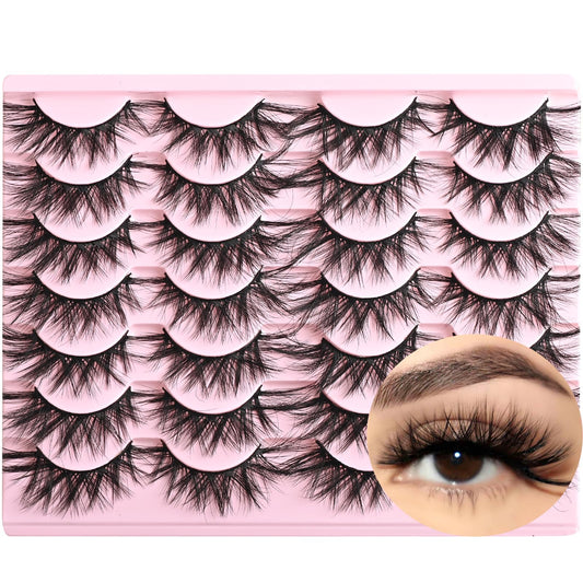 FARRED Cat Eye Lashes Wispy Fluffy False Eyelashes 14 Pairs Fake Eyelashes Natural Look Short Natural Lashes Cat Eye Lash Wispy Volume Eyelash (F22 | 6-15mm)