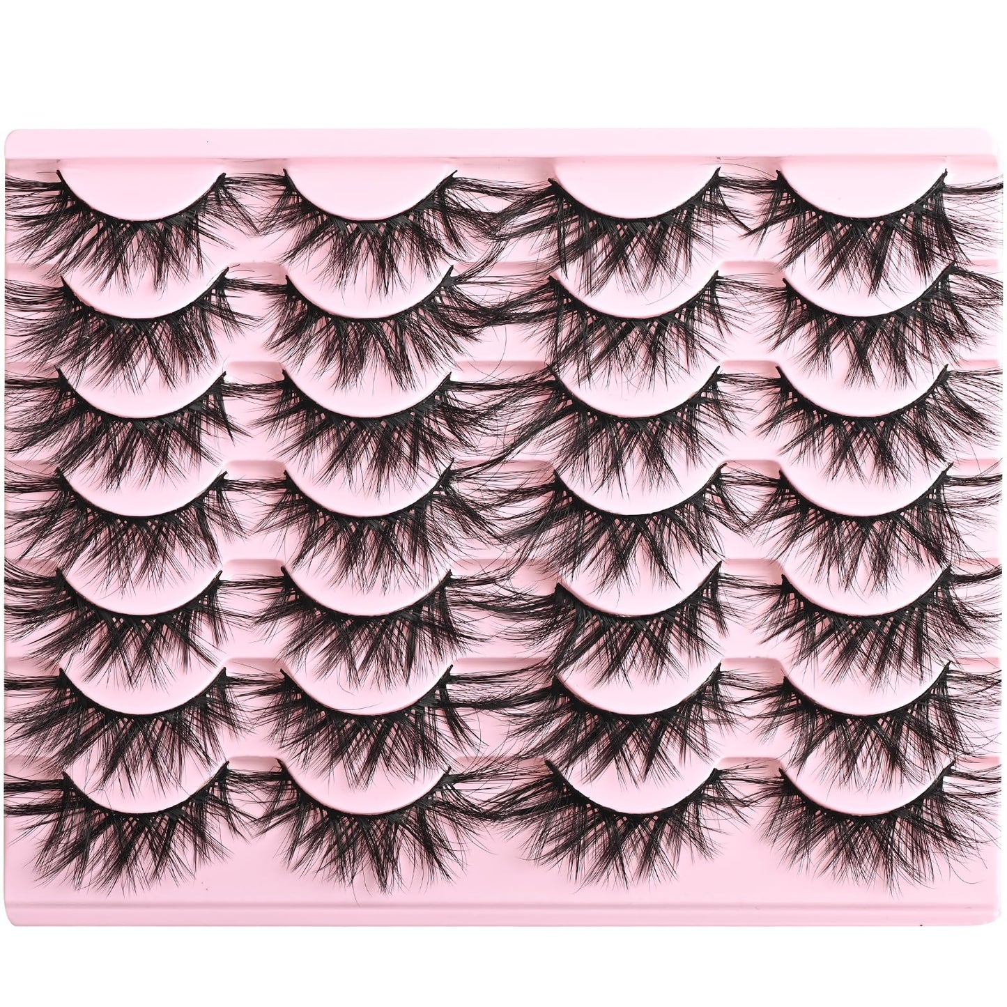 FARRED Cat Eye Lashes Wispy Fluffy False Eyelashes 14 Pairs Fake Eyelashes Natural Look Short Natural Lashes Cat Eye Lash Wispy Volume Eyelash (F22 | 6-15mm)