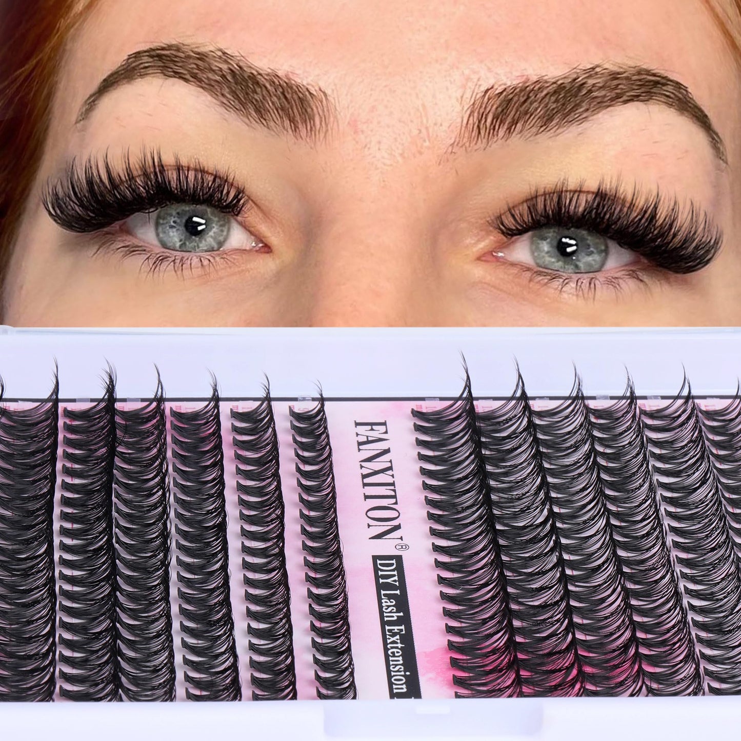 DIY Lash Extension Kit Natural Lash Clusters 30D+40D Mix 9-16 mm D Curl lndividual Lashes Lash Remover 280 pcs Wispy Eyelash Extension Kit with Lash Bond and Seal and Lash Tweezers by FANXITON