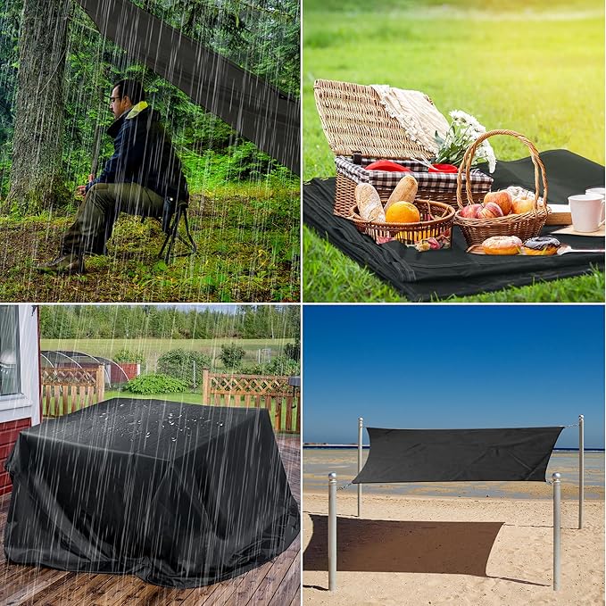 Waterproof Camping Tent Tarp PU 3000, Multifunctional Ultralight Tent Footprint with Drawstring Carrying Bag for Picnic, Hiking, Backpacking, Hammock, Beach