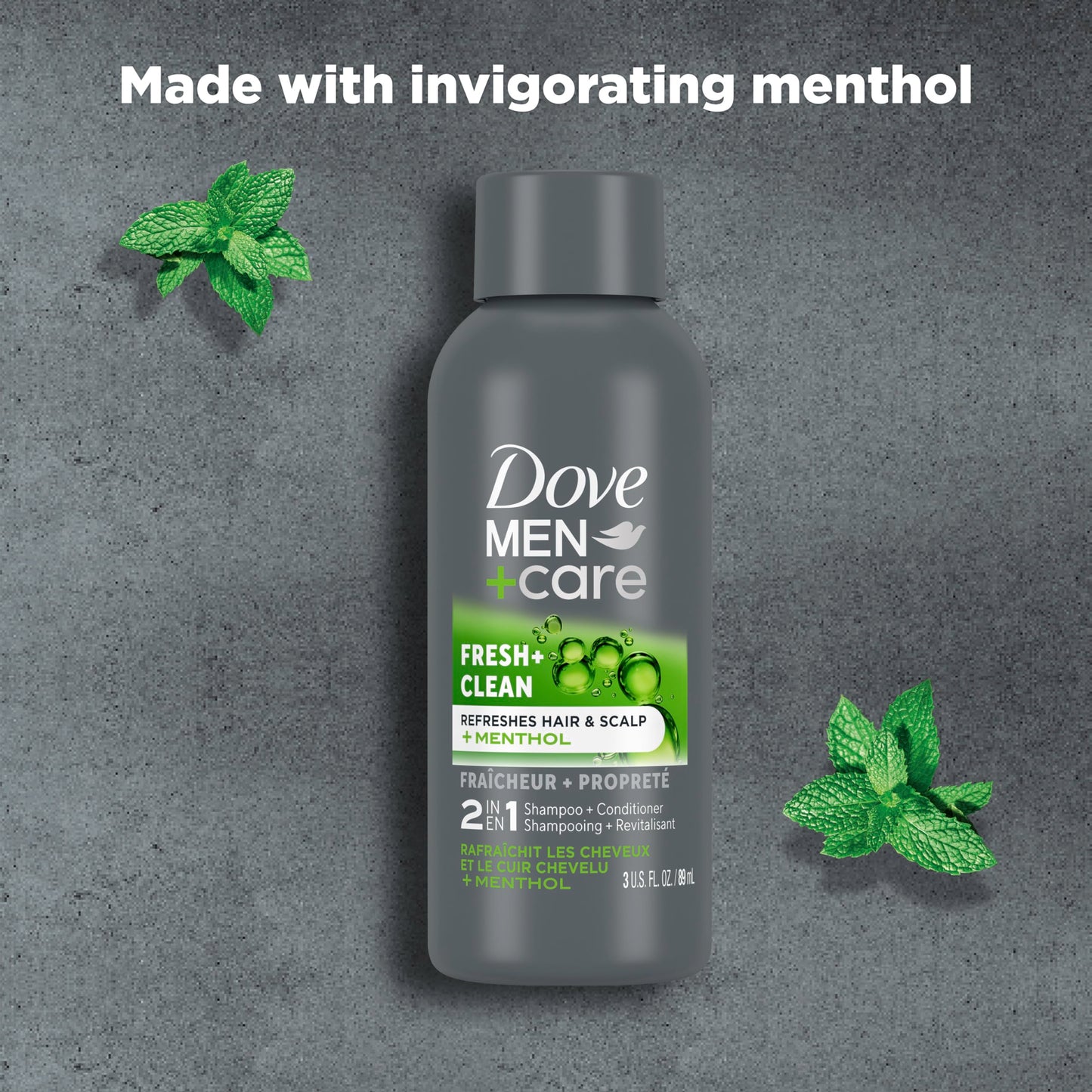 DOVE MEN + CARE Fortifying 2 in 1 Shampoo and Conditioner Fresh and Clean with Caffeine for Normal to Oily Hair Helps Strengthen Thinning Hair 3 oz