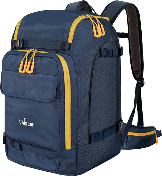 Unigear Ski Boot Bag, 70L Ski Boot Travel Backpack for Ski Helmet, Goggles, Gloves, Skis, Snowboard & Accessories（Blue）