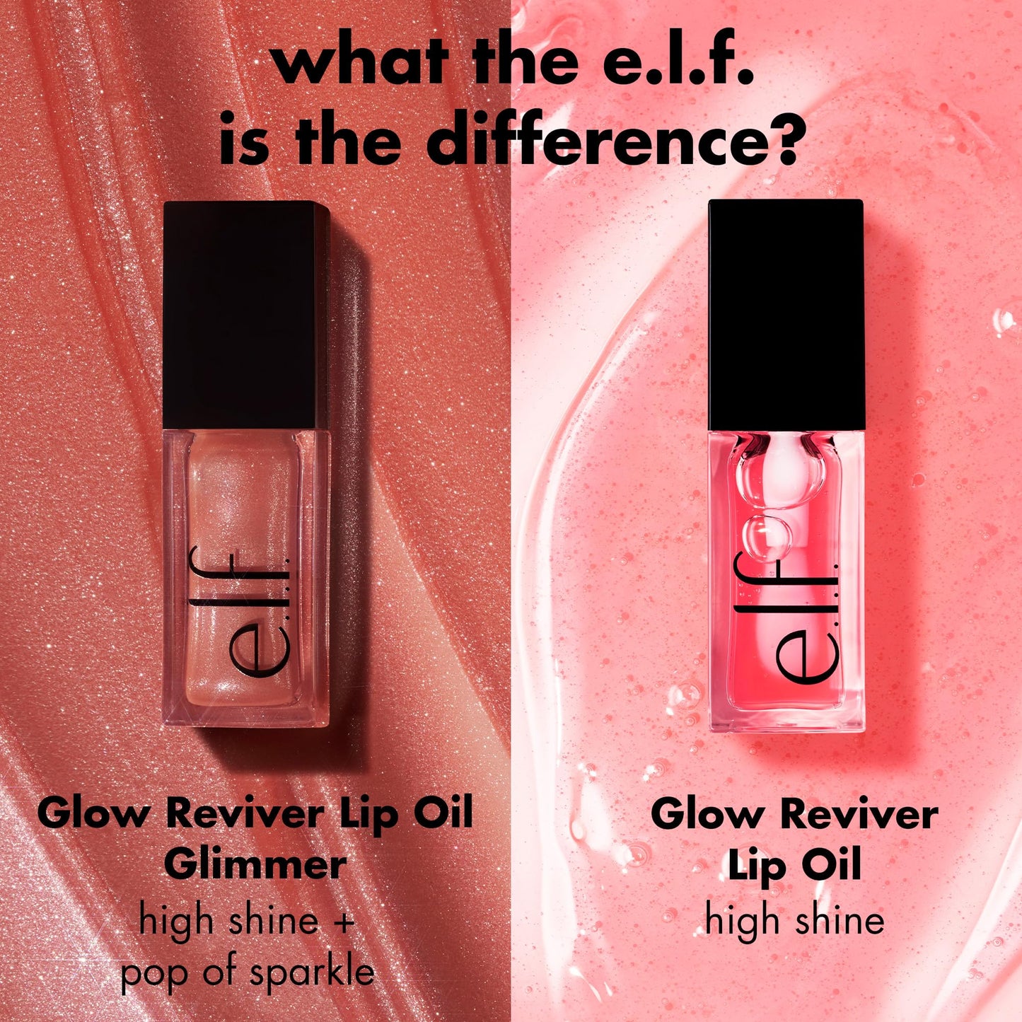 e.l.f. Glow Reviver Lip Oil, Nourishing and Hydrating with High-Shine Glimmer Finish & Sheer Wash Of Color, Minty Scent, Non-Sticky, Vegan & Cruelty-free, Super-neutral