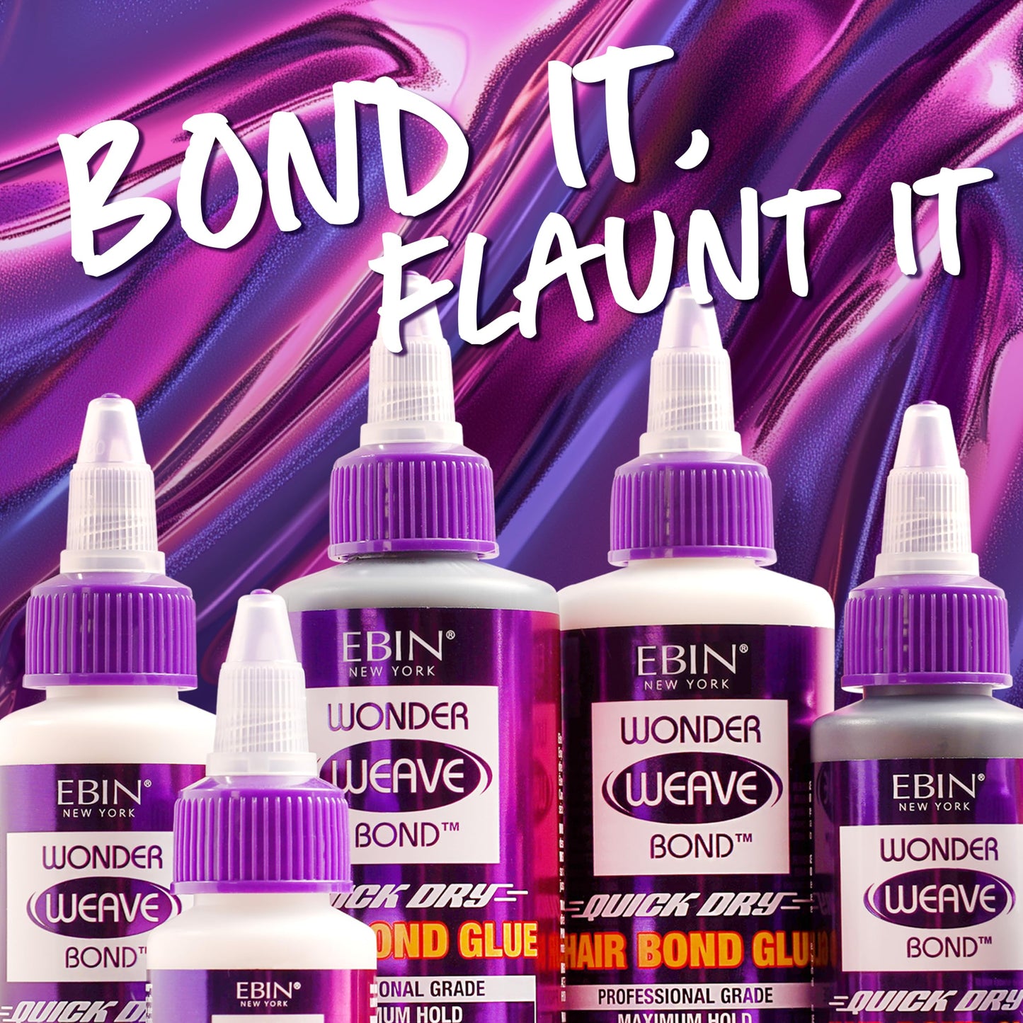 EBIN NEW YORK Wonder Weave Bond Hair Bond Glue Clear 1 Fl Oz – Quick-Dry Hair Glue with Strong Hold for Weave and Track Application – Quick Formula for Seamless Styling at Home or in Salon