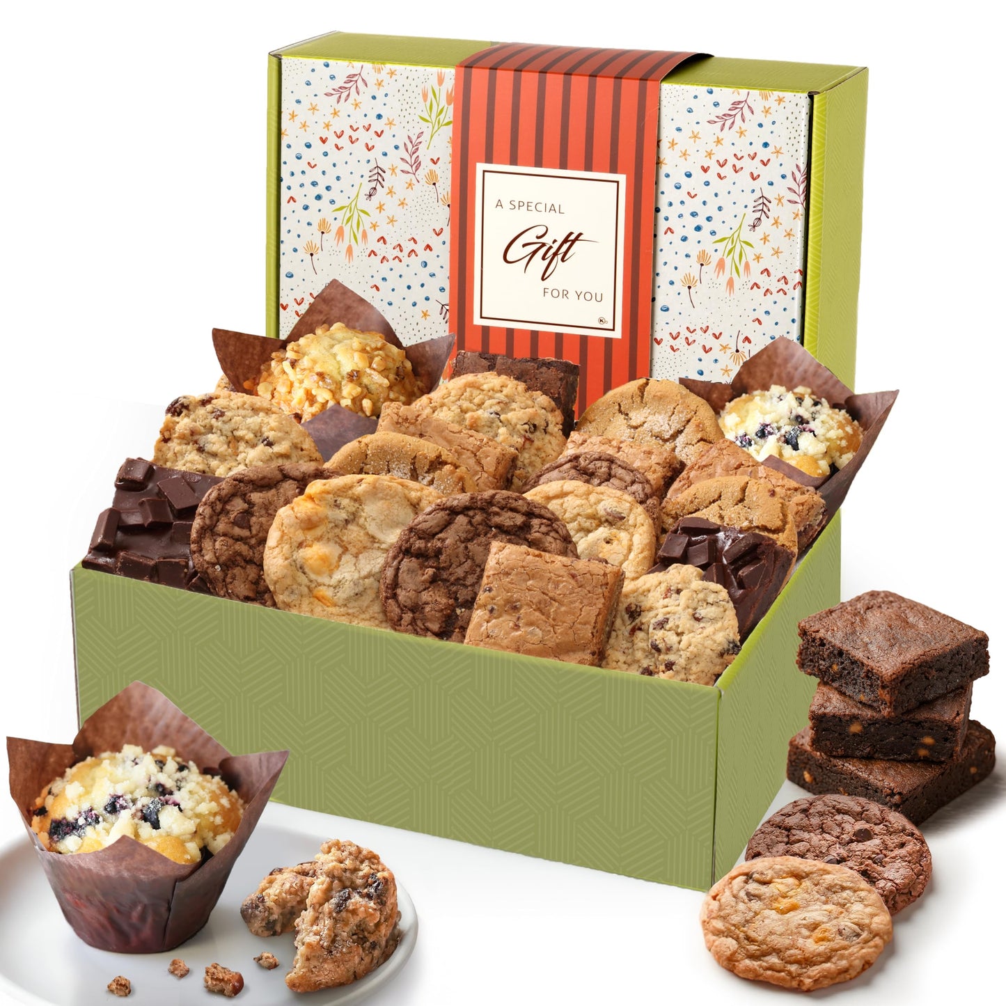 Broadway Basketeers Cookies Gift Baskets for Delivery Fresh Baked Gourmet Cookies and Brownies, Individually Wrapped Edible Care Package for Mom, Grandpa, Families, Holiday Gifts, Christmas, Coworkers