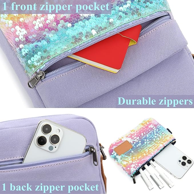 Leaper Girls Crossbody Purses for Kids 2 PCS Cross Body Bag Women Messenger Bag Girls Canvas Bag Cross Body Purse Set