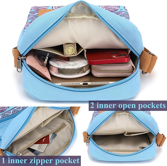 Leaper Girls Crossbody Purses for Kids 2 PCS Cross Body Bag Women Messenger Bag Girls Canvas Bag Cross Body Purse Set