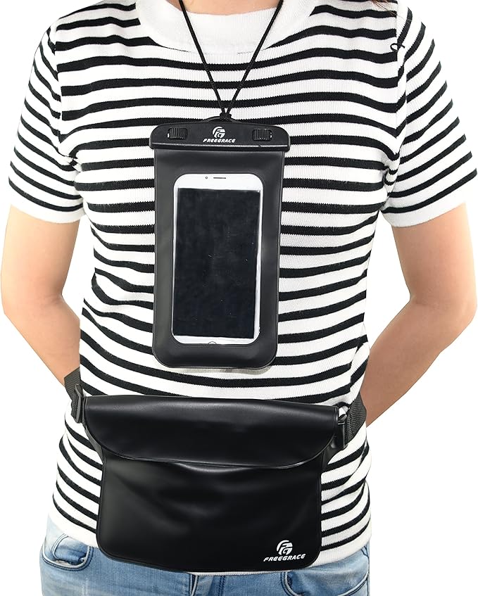 Waterproof Pouches with Waist Strap / Pouch Case Bundle Set- Keep Your Phone & Valuables Dry and Safe - Waterproof Dry Bags for Boating Swimming Snorkeling Kayaking Beach Water Parks Pool