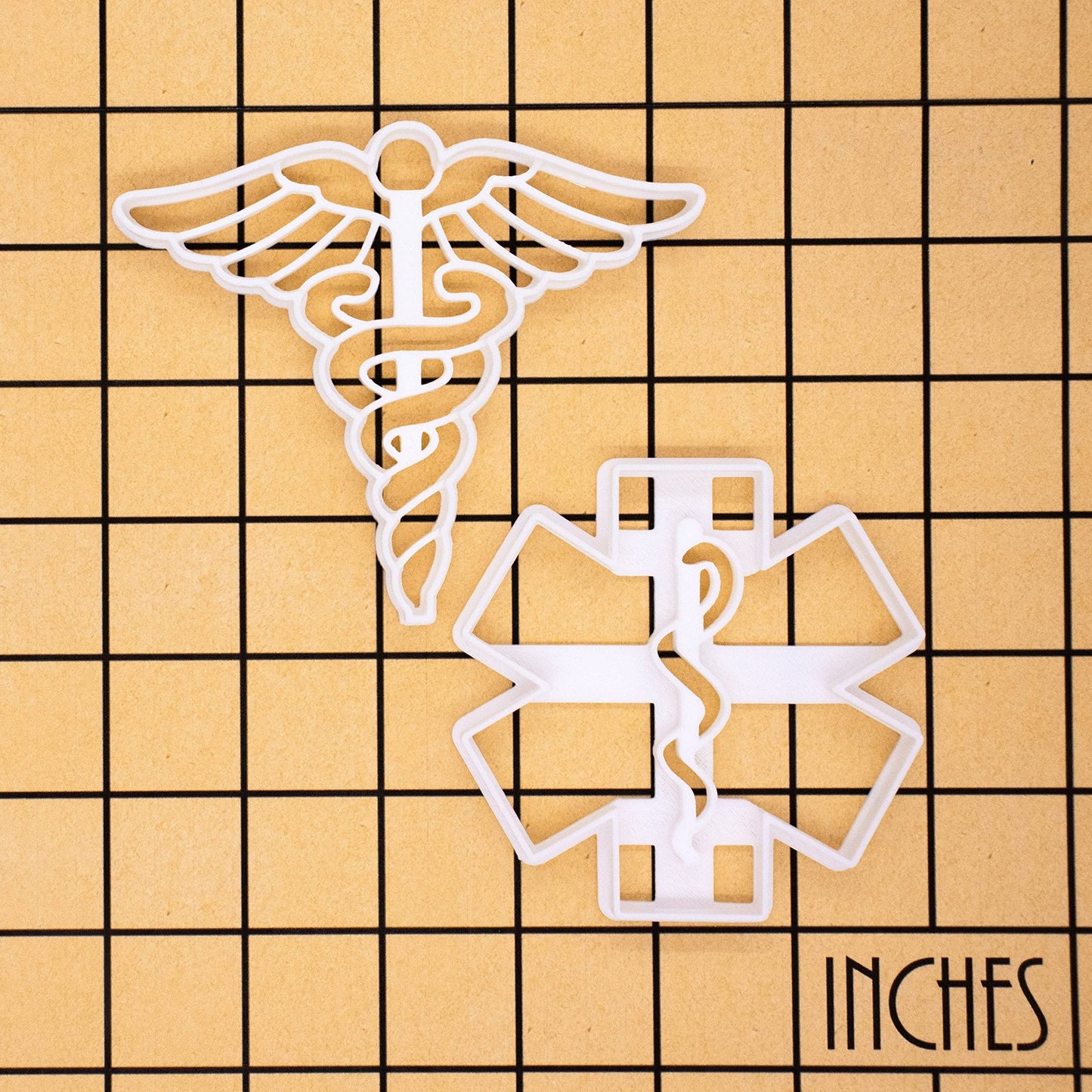 Set of 2 Medicine themed cookie cutters (Designs: EMS and Caduceus), 2 pieces - Bakerlogy