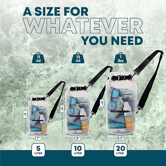 Earth Pak Waterproof Dry Bag with Zippered Pocket - Waterproof Dry Bag Backpack Keeps Gear Dry