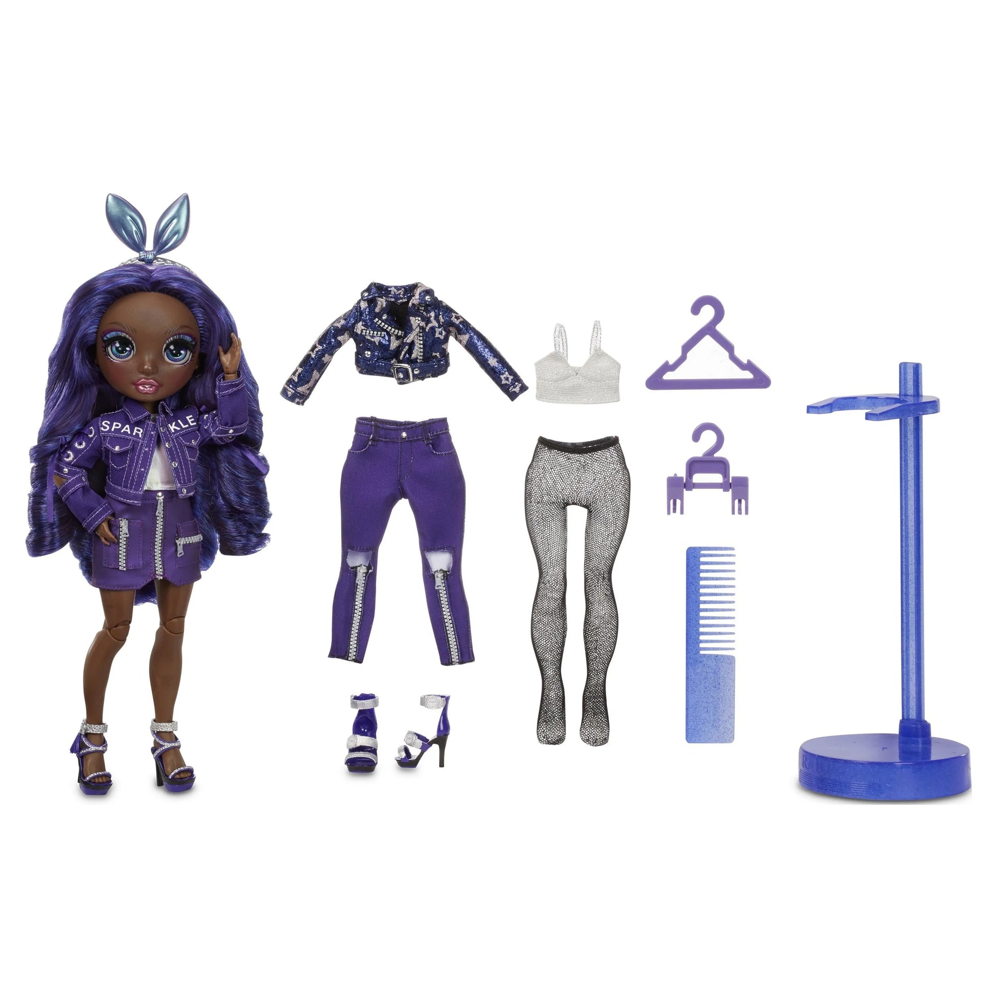 Krystal Bailey Indigo (Dark Blue Purple) Fashion Doll with 2 Complete Mix & Match Outfits and Accessories, Kidstoy Gift 6-12 Years