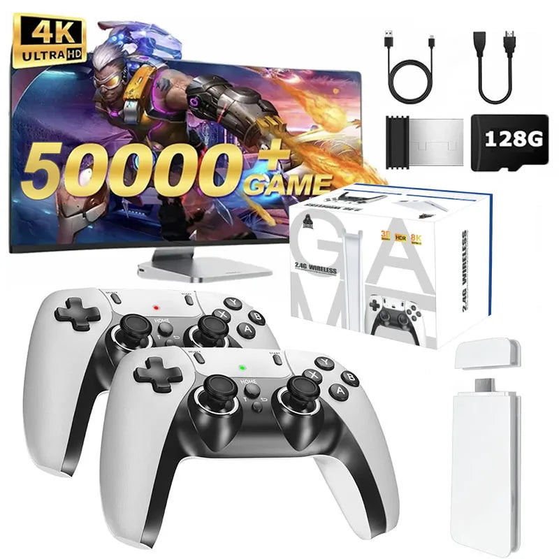 4K TV Game Stick M15 Video Game Console Built-In 40000+/50000 Games 128G Handheld Game Player Wireless Controller Retro Gamepad
