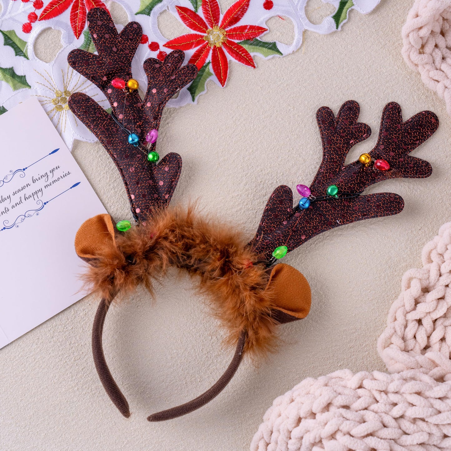 JOYIN Christmas Light Up Antler Headband, Long Antler Headband for Adult Kids Christmas Party Favor Supplies Xmas Accessories Holiday.