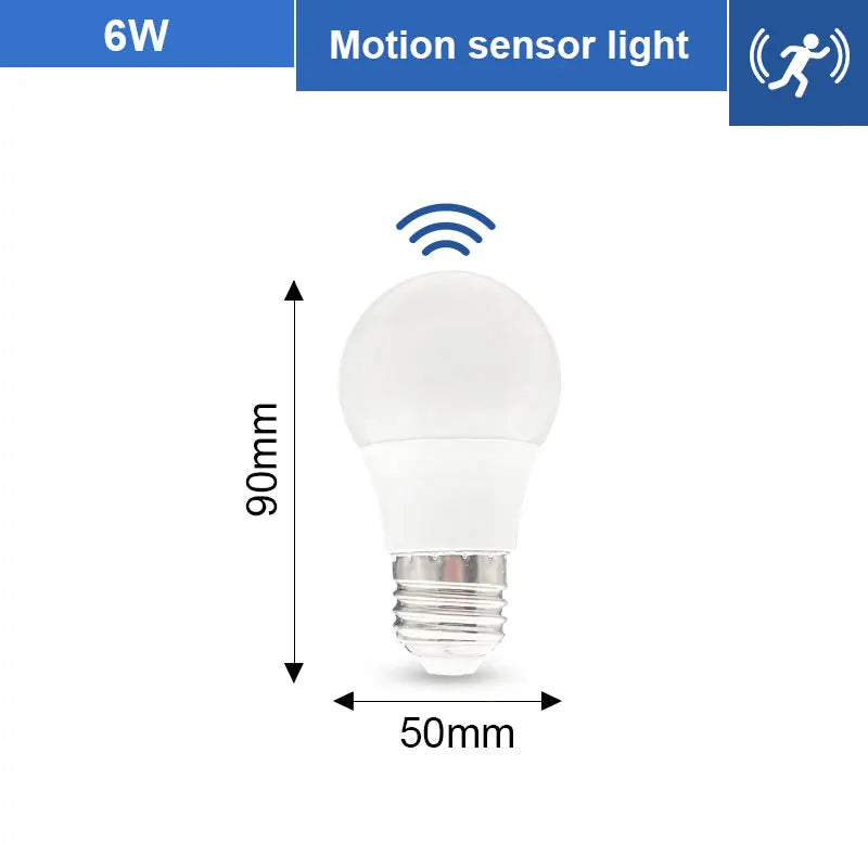 1pc Motion Sensor LED Bulb 6W 9W 12W 15W 18W 20W E27 Radar Sensor Light Lamp Lamparas 110V 220V For Home Stair Pathway