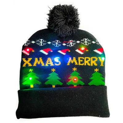 LED Knitted Christmas Beanie Hat