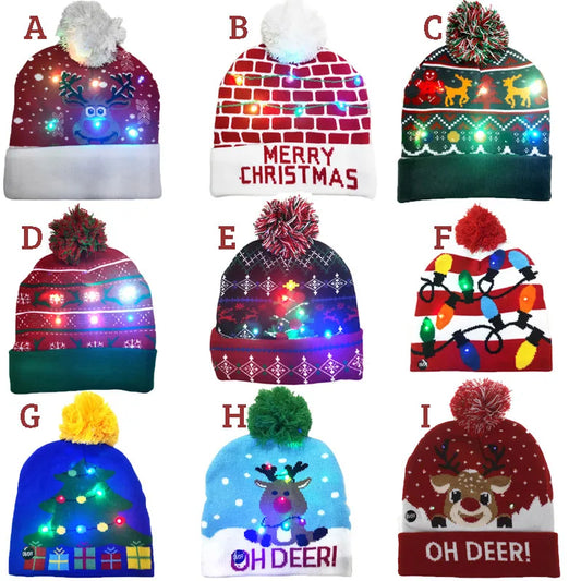 LED Knitted Christmas Beanie Hat