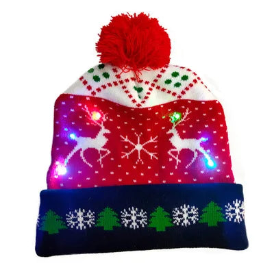 LED Knitted Christmas Beanie Hat