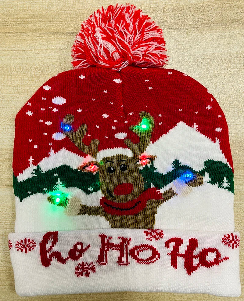 LED Knitted Christmas Beanie Hat